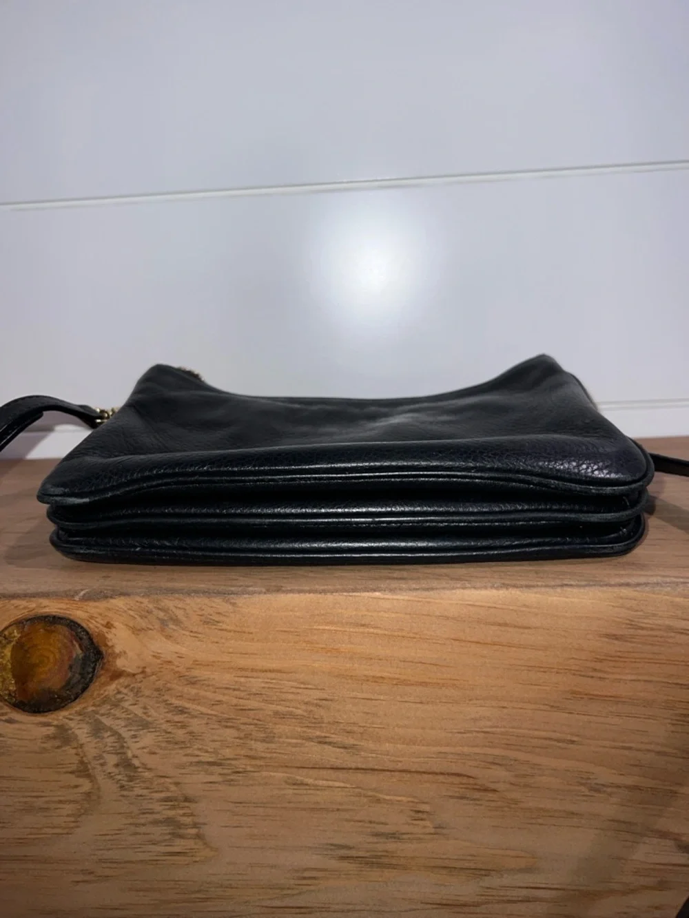 Michael Kors Jet Set Travel Pebbled Black Leather Crossbody Pouch with Gold Logo - Picture 13 of 16